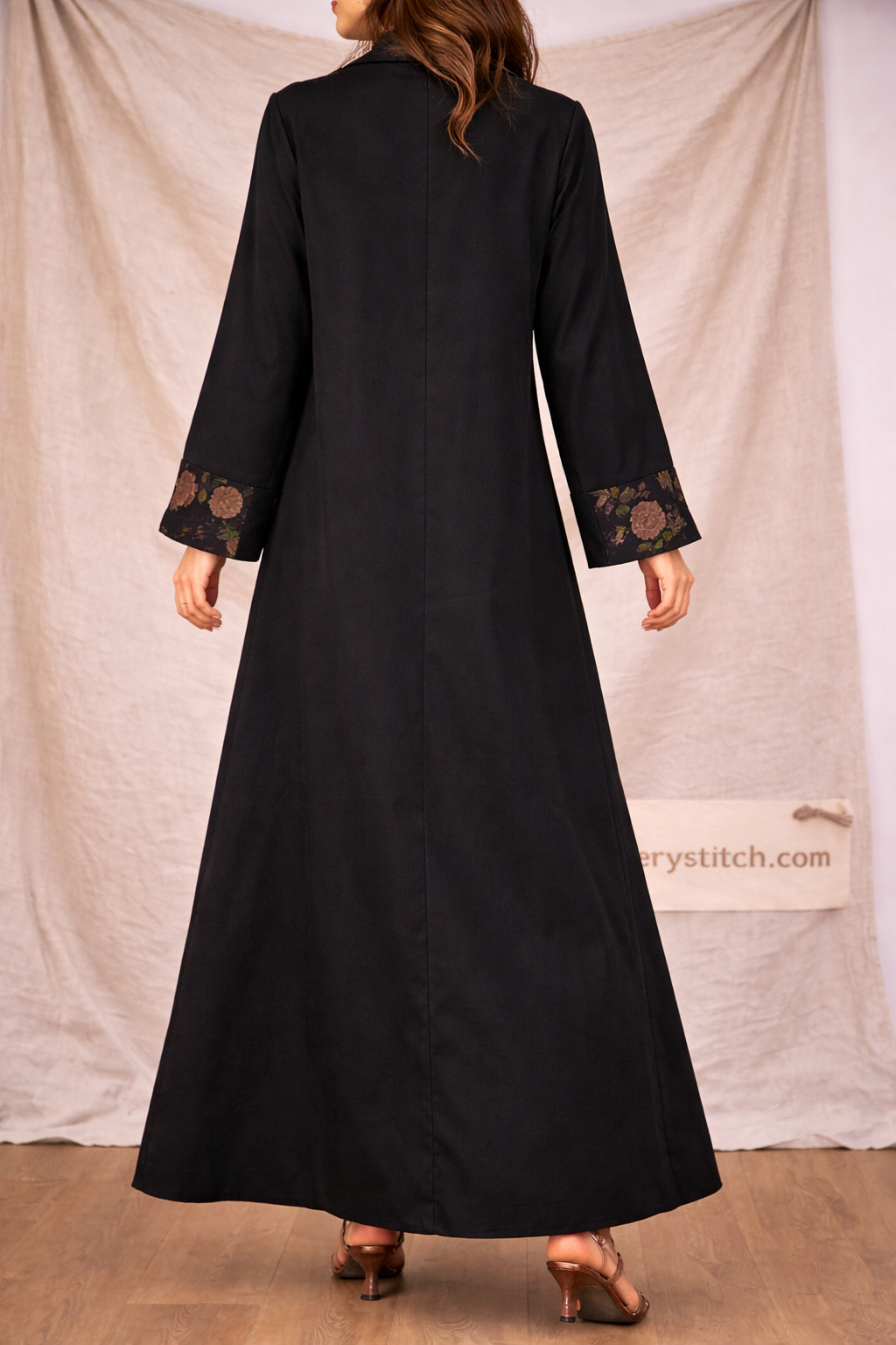 Bohemian Floral Long Dress - Black