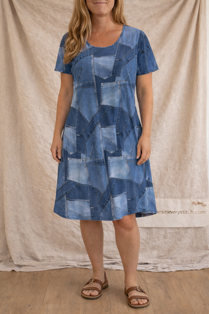 Printed Short Sleeve Midi Dress