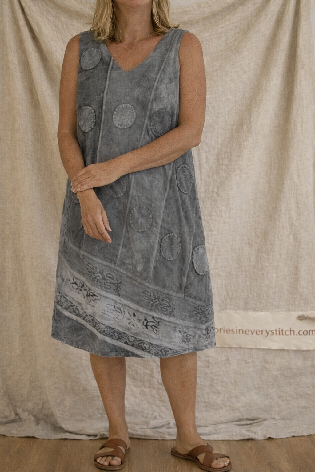 Sunset Patchwork Sleeveless Midi Dress