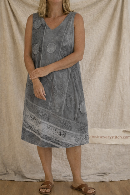 Sunset Patchwork Sleeveless Midi Dress