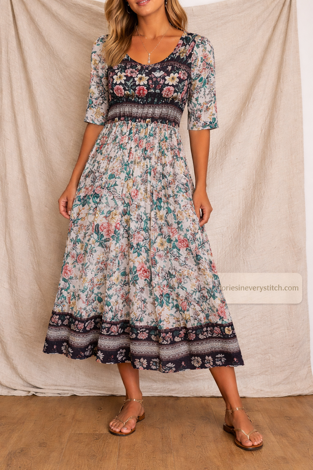 Bohemian Printed Midi Dress