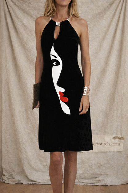 Sleeveless Statement Print Bodycon Midi Dress