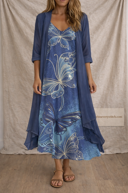 Printed V-Neck Maxi Dress