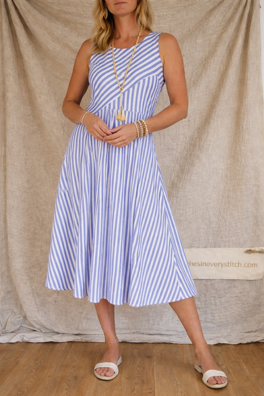 Striped Sleeveless Midi Dress