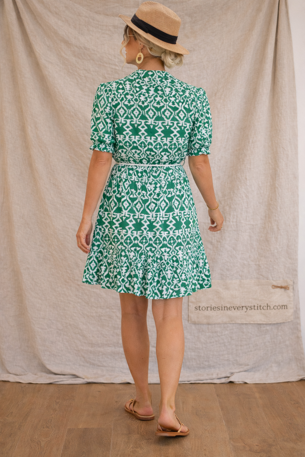Printed Collar Tiered Mini Dress