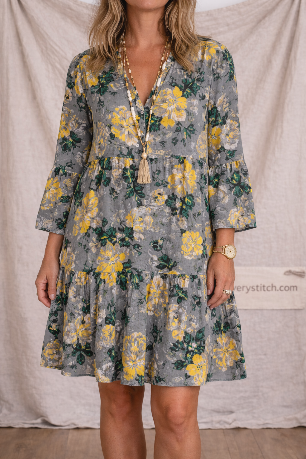 Vibrant Floral Ruffle Mini Dress
