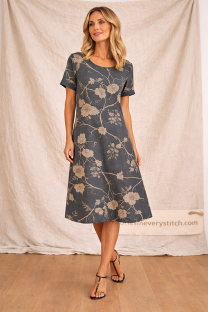 Floral Short Sleeve Midi Dress