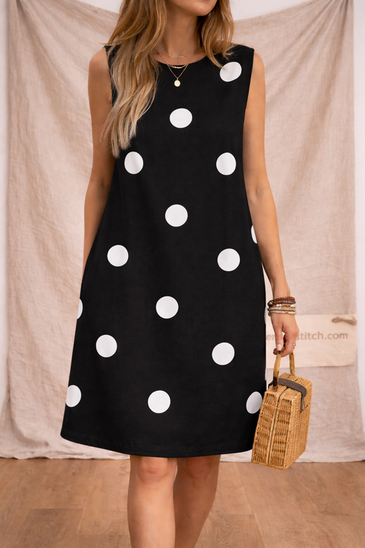 Classic Polka Dot Sleeveless Mini Dress