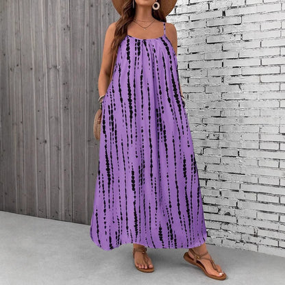 Womens Loose Casual Plus-Size Printed Dress