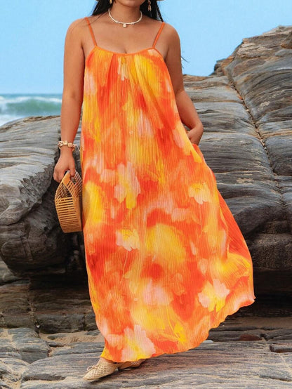 Womens Loose Casual Plus-Size Printed Dress