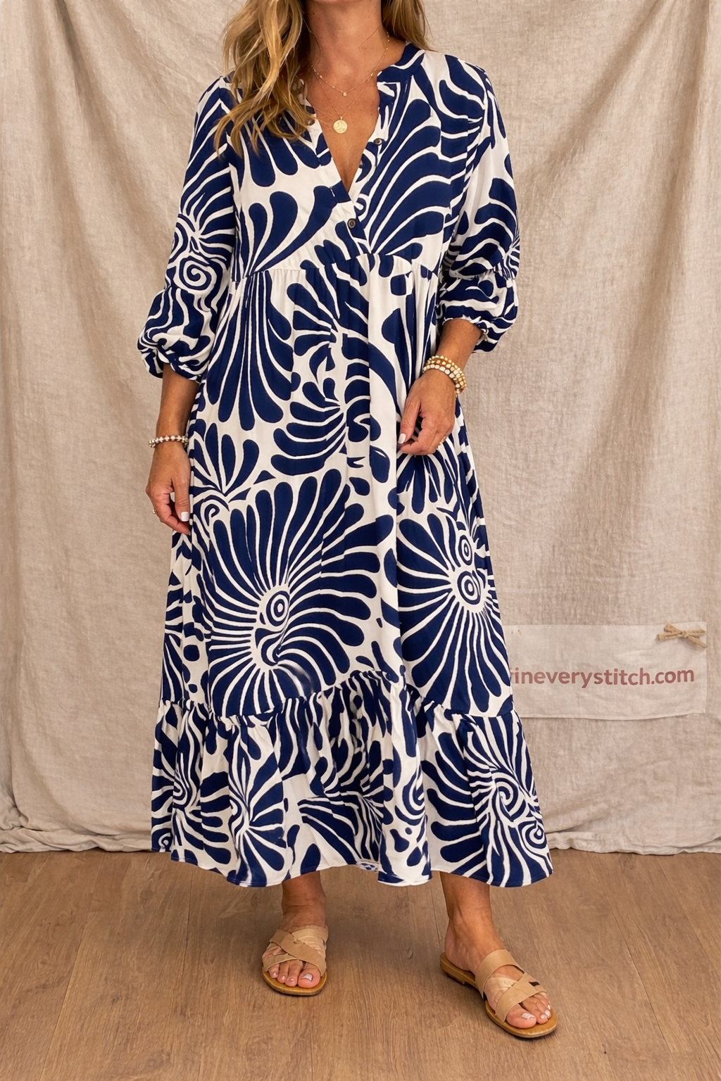 Botanical Escape Button Maxi Dress