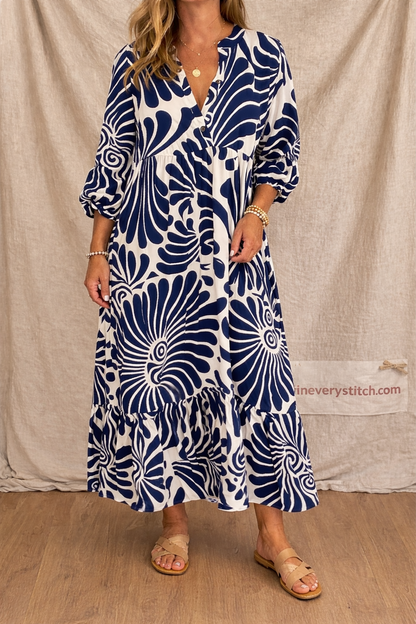 Botanical Escape Button Maxi Dress