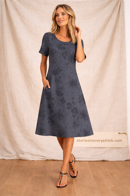 Floral Short Sleeve Midi Dress