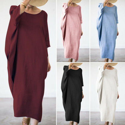 Bat Cotton And Linen Plus Thickening Plus Fat Dress