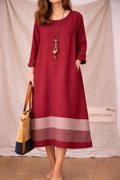 Cotton Linen Dress - Comfortable Fit