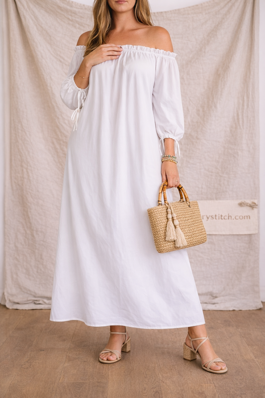Off-Shoulder Ruffle Neck Maxi Dress