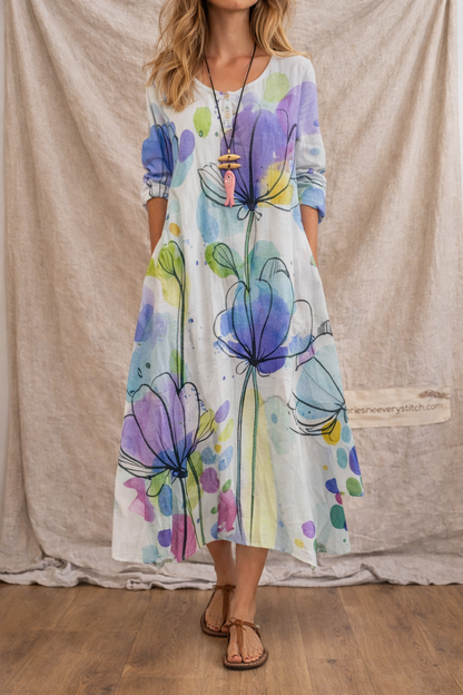 Floral Long Sleeve Maxi Dress