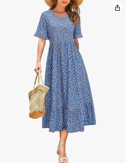 Women's Summer Dress Casual Short Sleeved