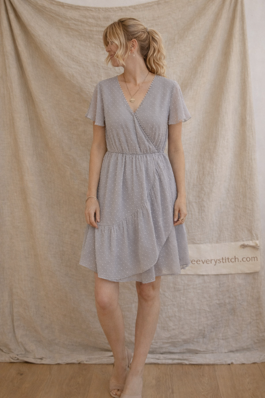 Soft Pleat V-Neck Mini Dress