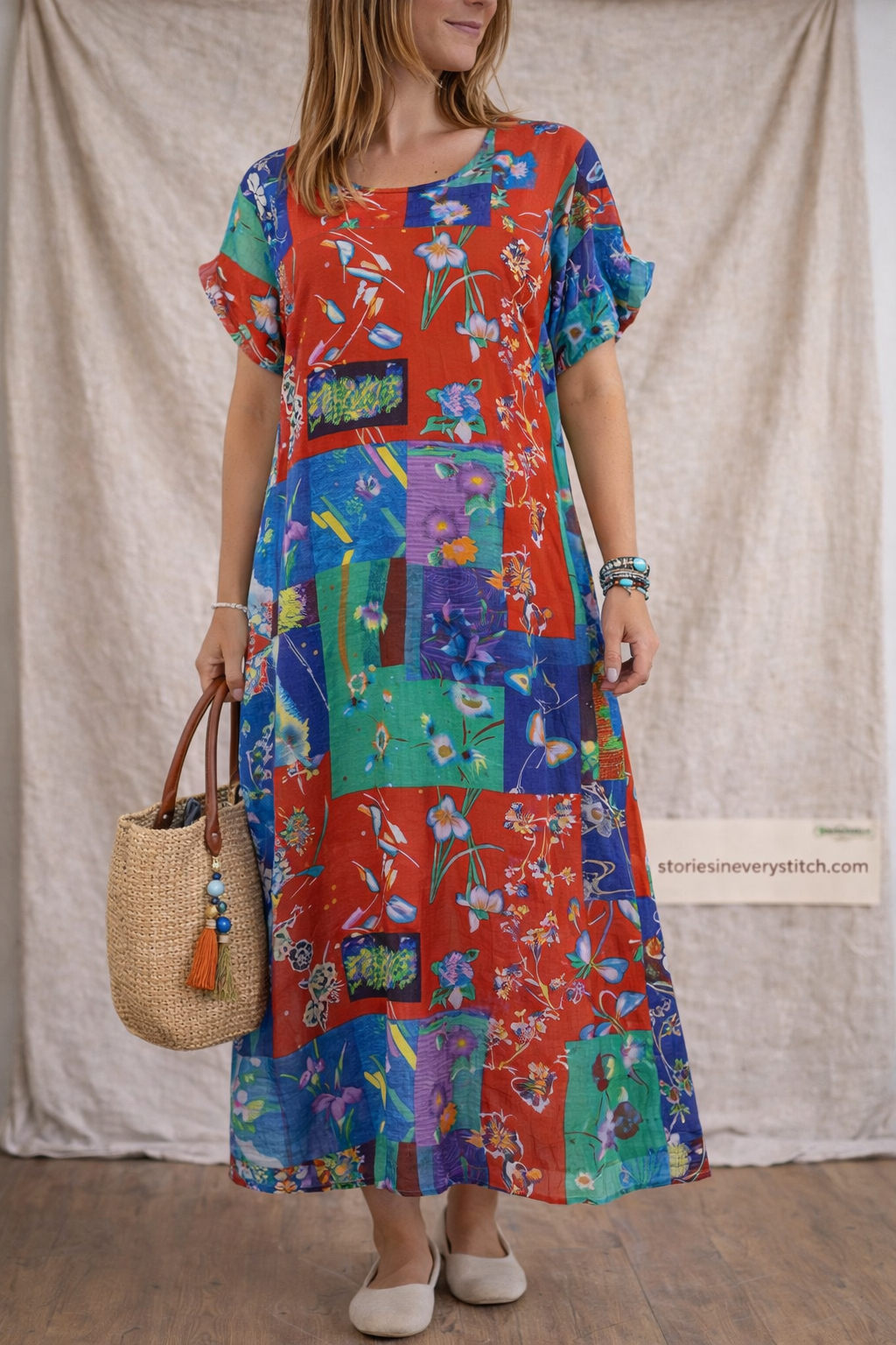 Color Patchwork Casual Maxi Dress