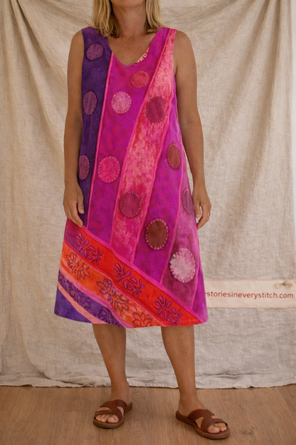 Sunset Patchwork Sleeveless Midi Dress