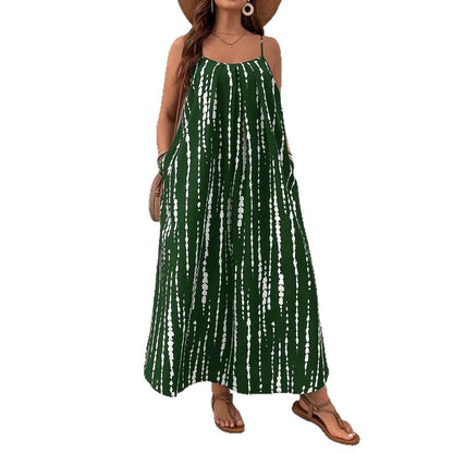 Womens Loose Casual Plus-Size Printed Dress