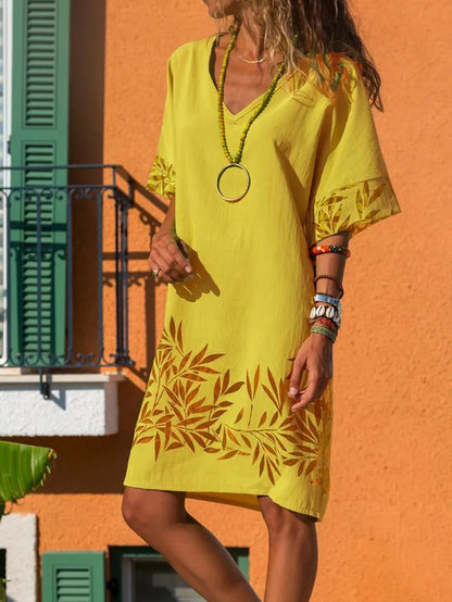 Casual V-neck plus size dress