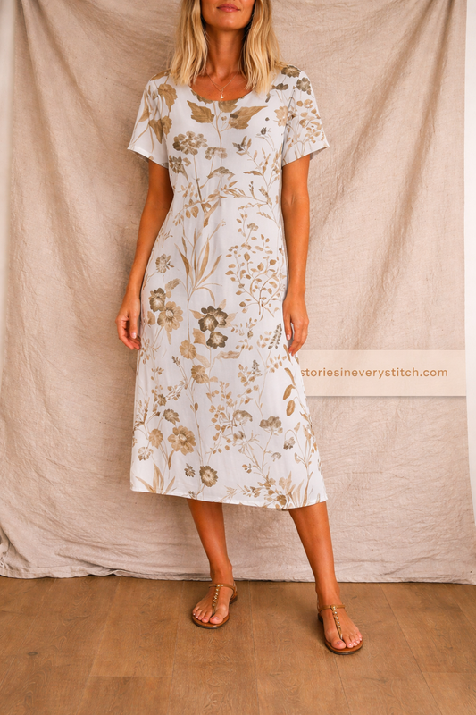 Floral Short Sleeve Midi Dress