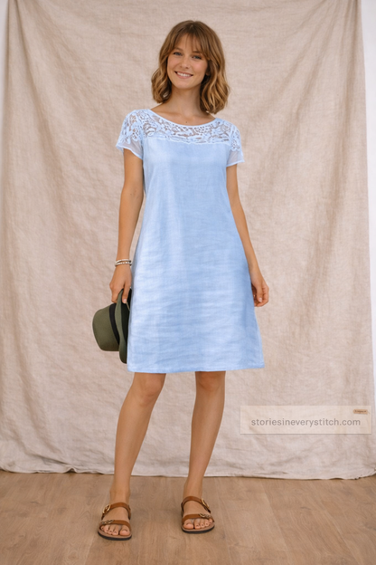Lace Breeze Linen Mini Dress