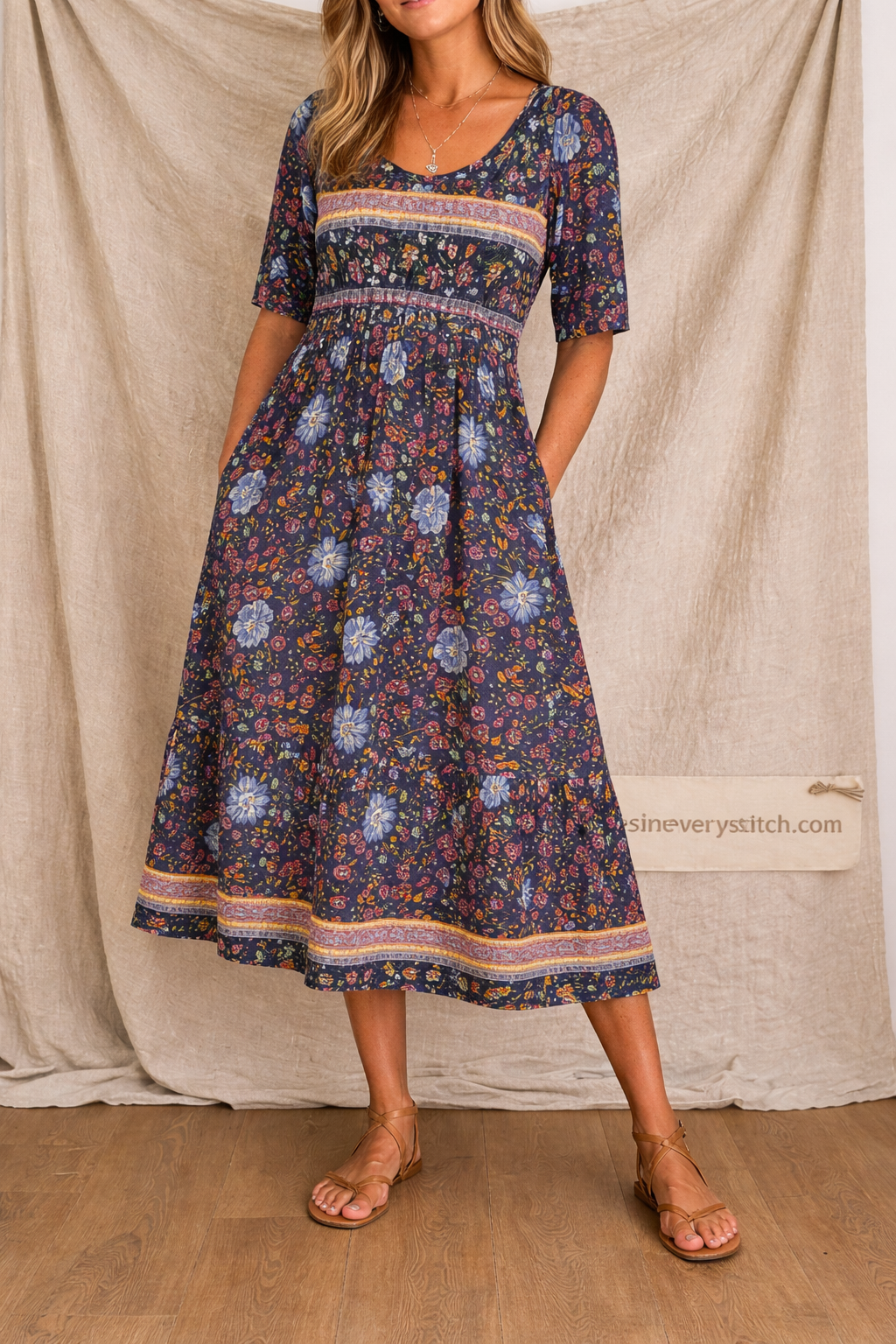 Bohemian Printed Midi Dress