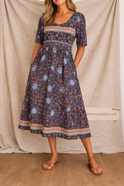 Bohemian Printed Midi Dress