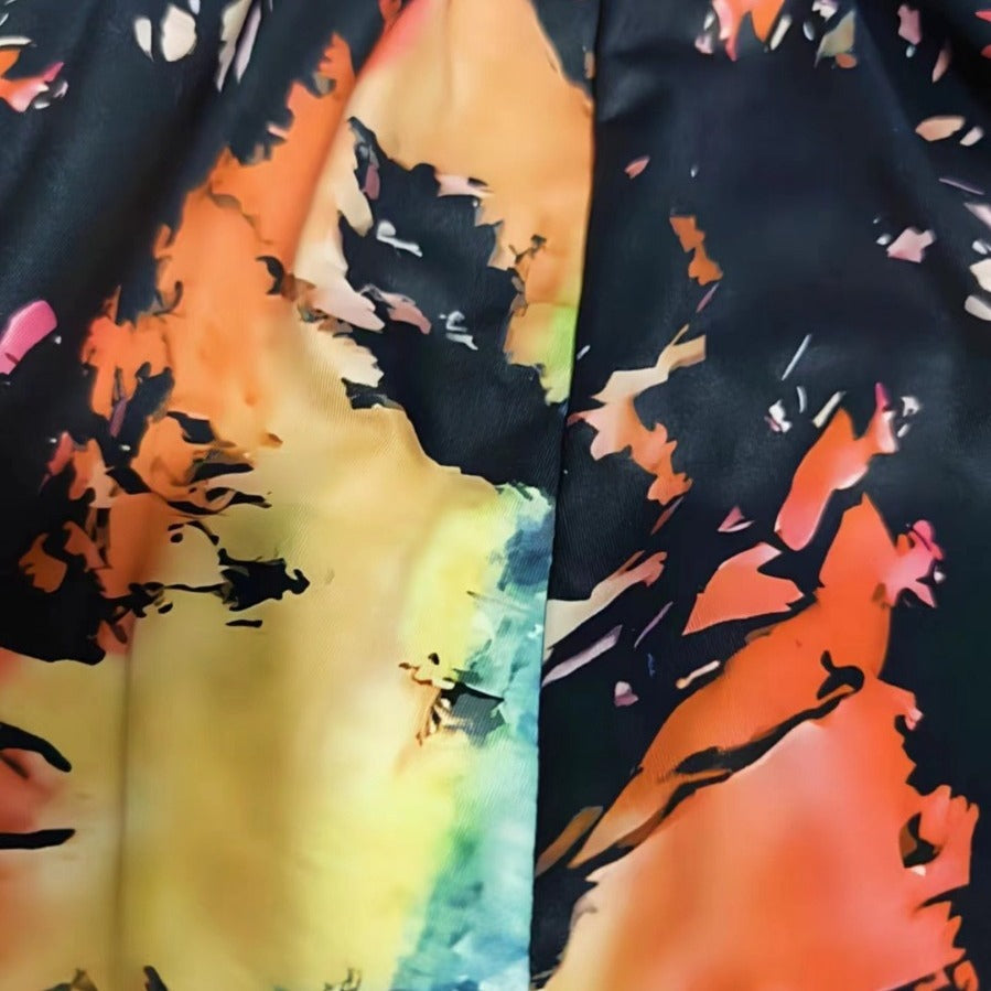 Women's Summer New Positioning Printed V-neck Open Vest Dress