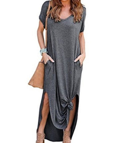Extra Long Plus-sized Loose Pockets Dress