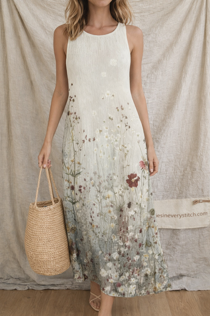 Ocean Bloom Sleeveless Maxi Dress