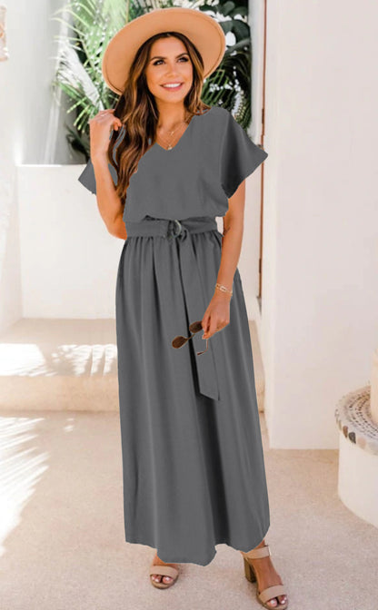 Women's Solid-Color Plus-Size Long Dress