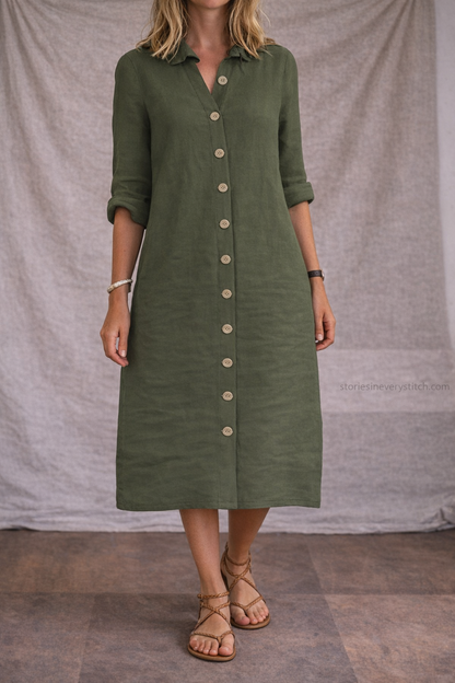 Casual Button-Front Shirt Mini Dress