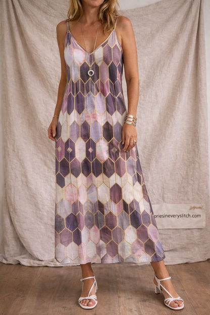 Retro Geo Strappy Maxi Dress