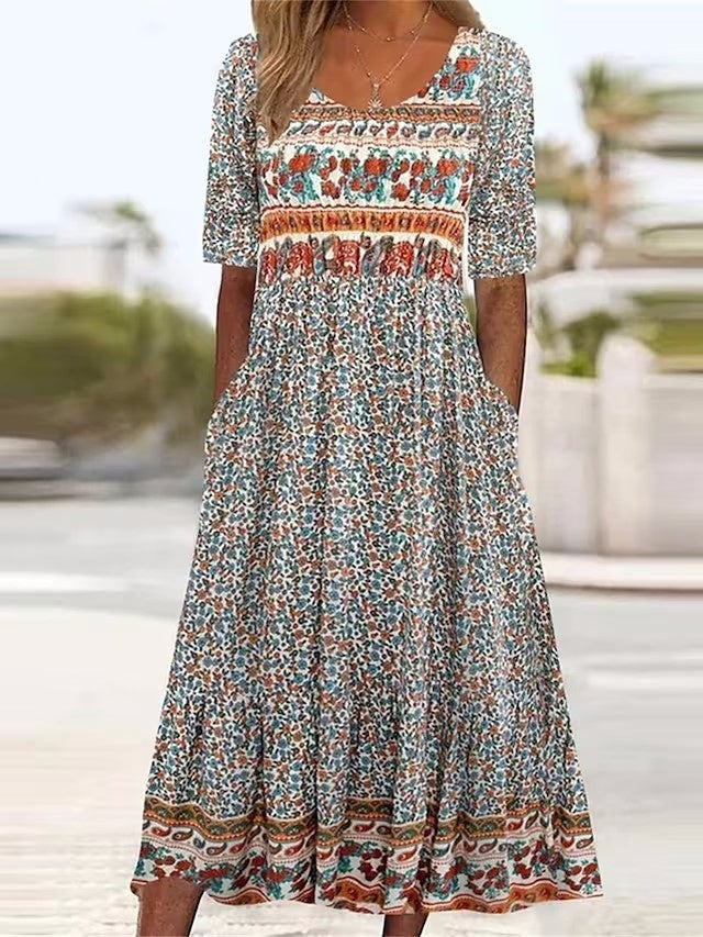 Ethnic Style Summer Printed Fashion Slim Dress