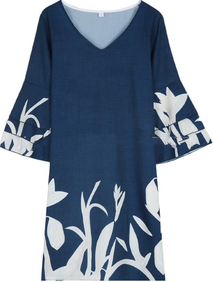 Women's Summer Printed V-Neck Mini Dress