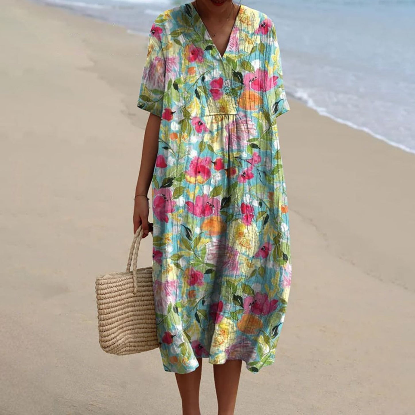 Floral Plus Size Short Sleeve Dress