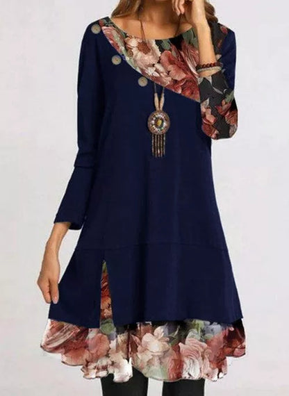 Fashion Chiffon Print Loose Plus Size Dress