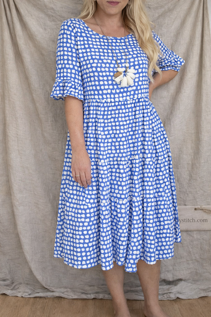 Petal Dot Ruffle Sleeve Midi Dress