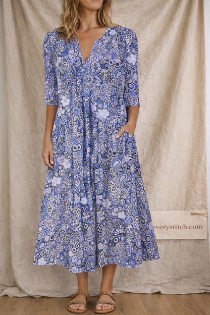 Floral V-Neck Midi Dress