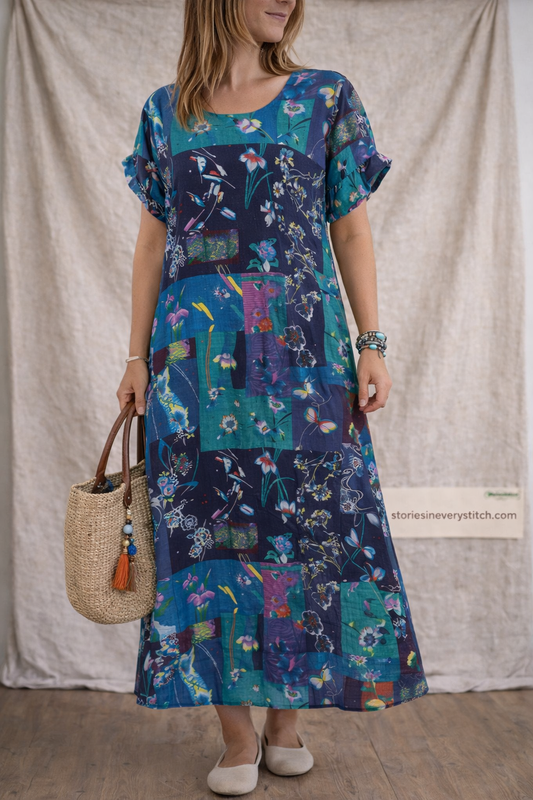 Color Patchwork Casual Maxi Dress