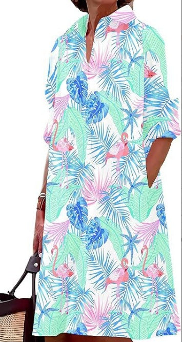 Fashion Polka Dot Printed 3d Printed Shirt Dress