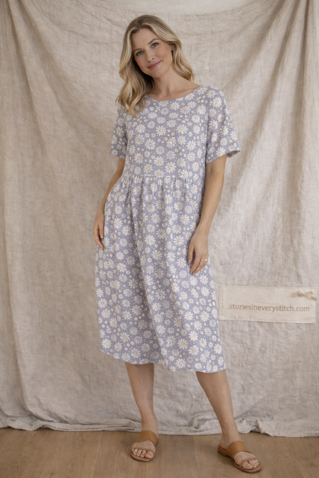 Casual Printed Pocket Midi Dress
