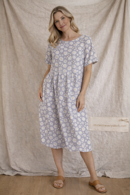 Casual Printed Pocket Midi Dress