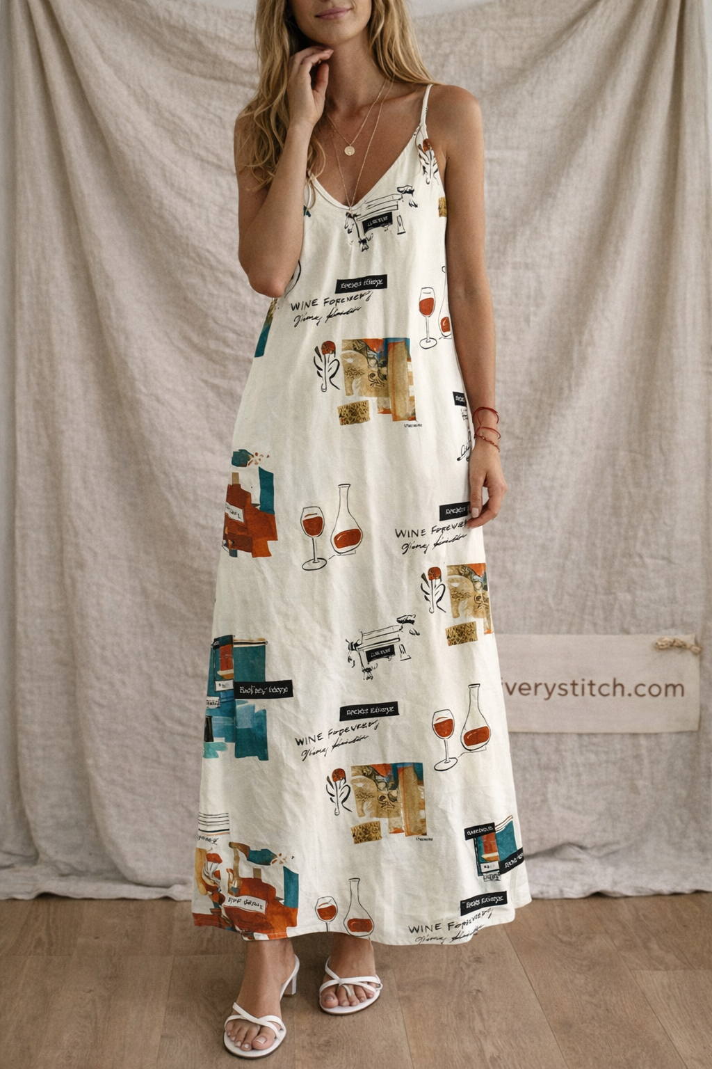 Printed V-Neck Maxi Dress