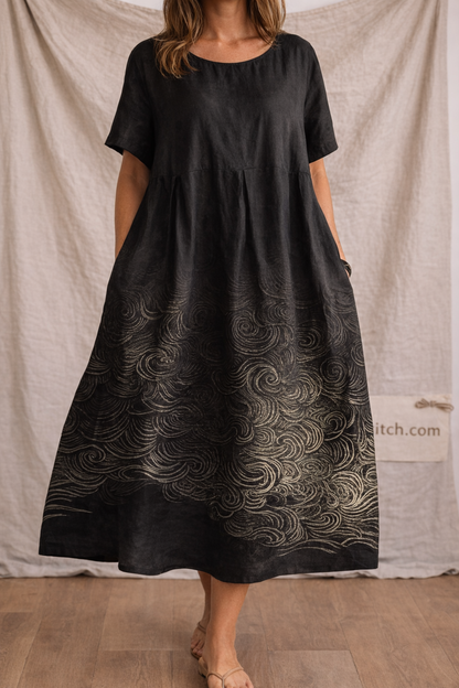 Artistic Flow Oversized Midi Dress