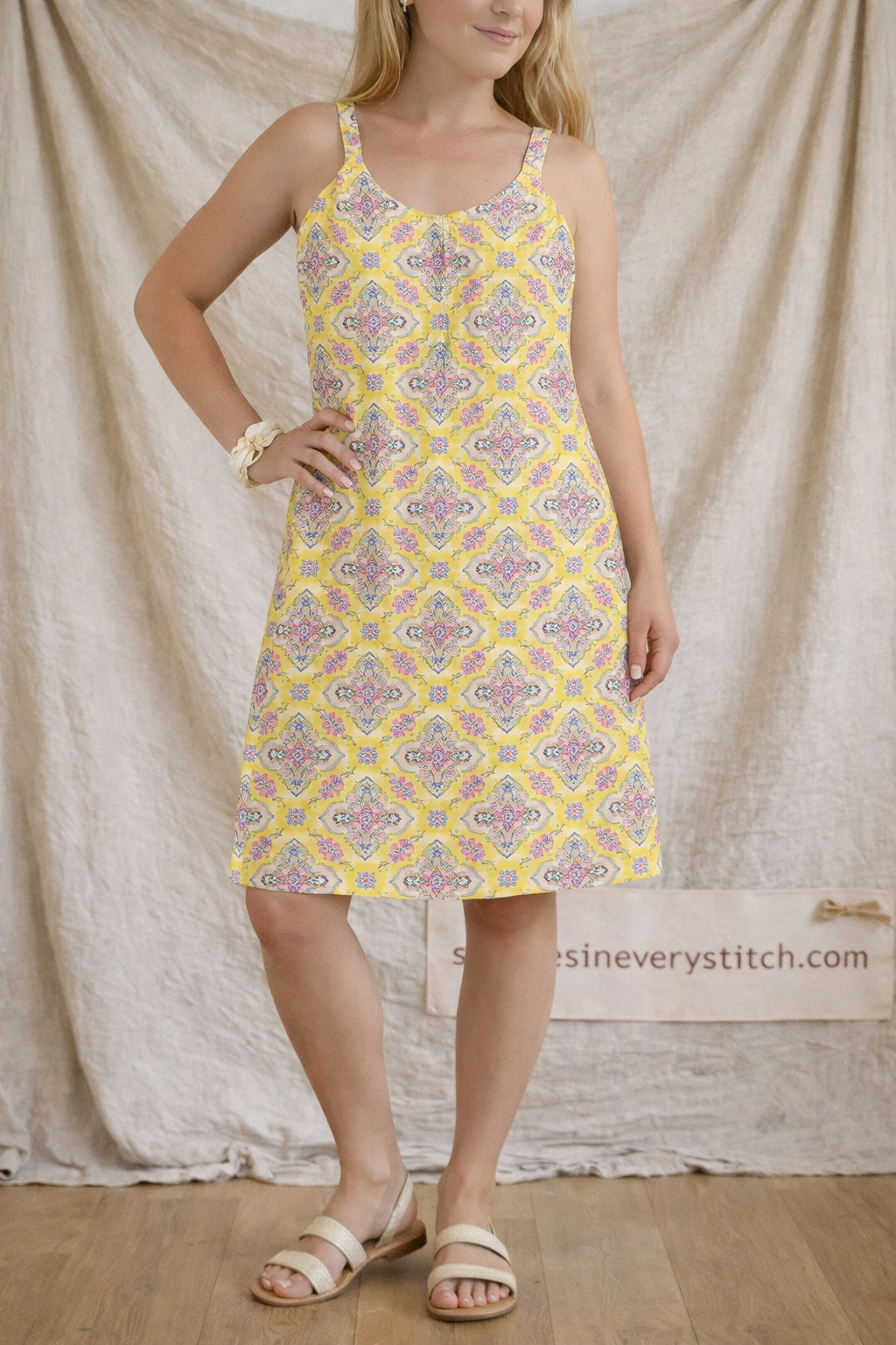 Retro Print Sleeveless A-Line Mini Dress